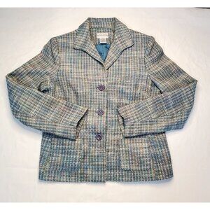 Jaclyn Smith Tweed Blazer Single‎ Breasted Sz 10 Business Casual Jacket Preppy
